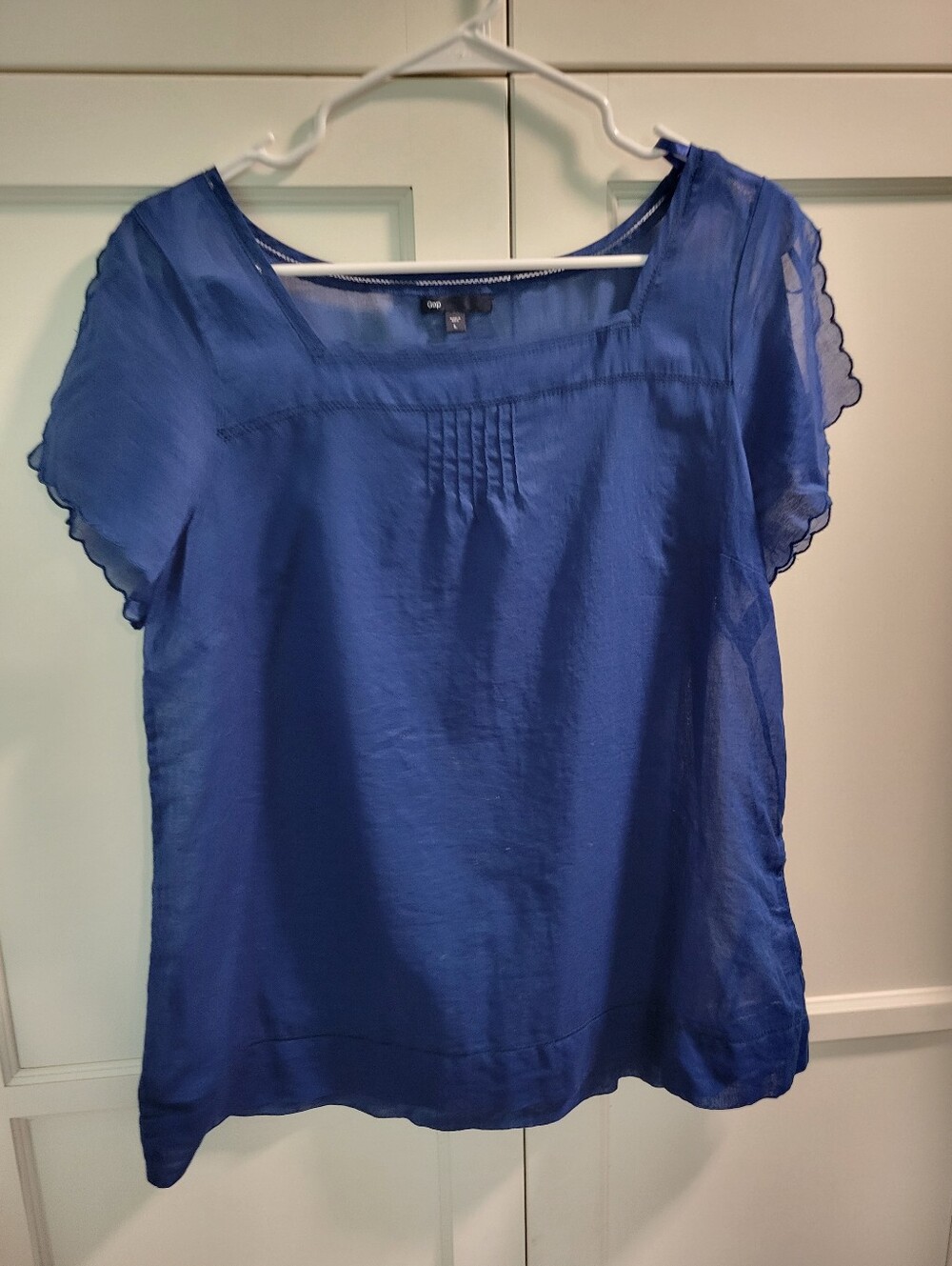 GAP Royal Blue Square-Neck Short Sleeve Blouse, Large